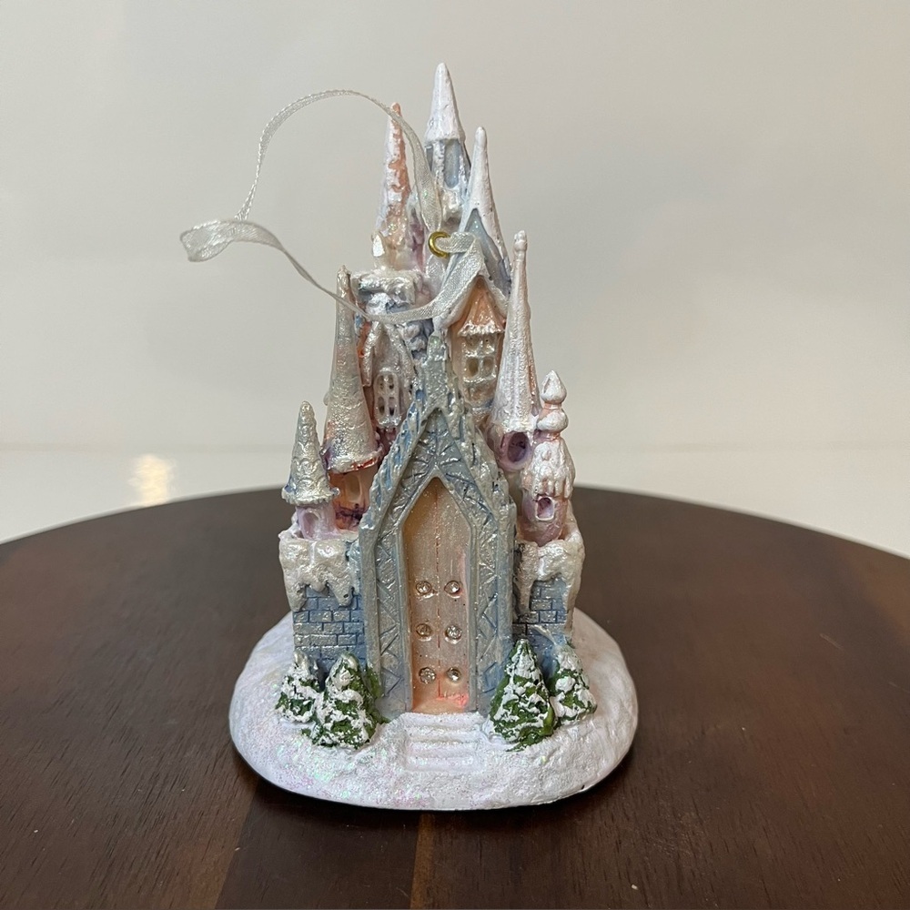 Fantasy Pastel Castle 5" Battery Operated Blue Pink & White Snowy Ice Castle